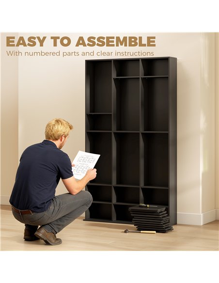 HOMCOM 835 CD/500 DVD Storage Unit, Blu-ray Media Storage Shelf with 27 Compartments and 21 Adjustable Shelves, Black - pic 206484 | FastDaddyshop