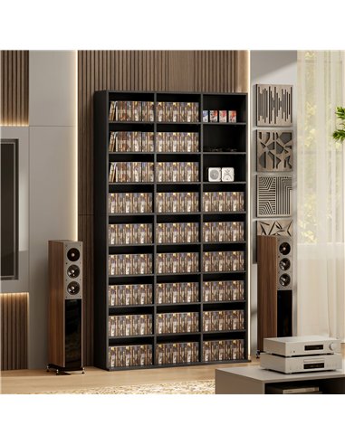 HOMCOM 835 CD/500 DVD Storage Unit, Blu-ray Media Storage Shelf with 27 Compartments and 21 Adjustable Shelves, Black
