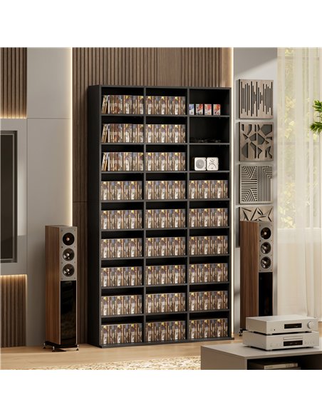 HOMCOM 835 CD/500 DVD Storage Unit, Blu-ray Media Storage Shelf with 27 Compartments and 21 Adjustable Shelves, Black - pic 206485 | FastDaddyshop