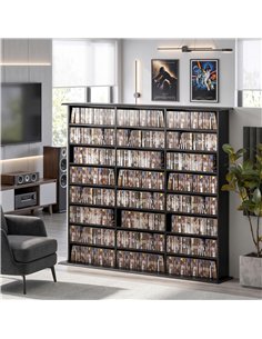 HOMCOM 1032 CD/594 DVD Storage Unit, Blu-ray Media Storage Shelf with 24 Compartments and 18 Adjustable Shelves, Black 2