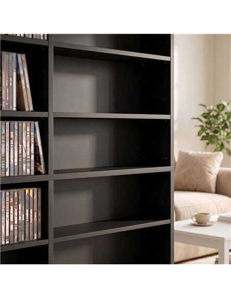 HOMCOM 1032 CD/594 DVD Storage Unit, Blu-ray Media Storage Shelf with 24 Compartments and 18 Adjustable Shelves, Black - pic 206495 | FastDaddyshop