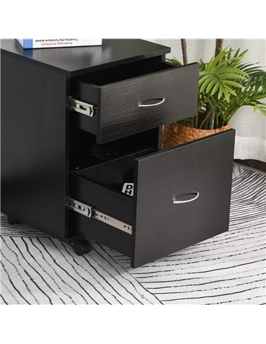 HOMCOM Mobile Wooden 2 Drawers Cabinet Bedside Table Storage Box with Wheels (Oak)