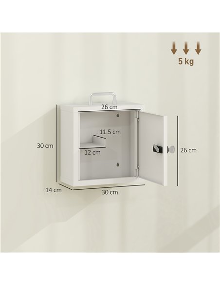 HOMCOM Wall Mount Medicine Cabinet with Combination and Key Lock, 2 Tier Stainless Steel First Aid Cabinet, White - pic 206507 | FastDaddyshop