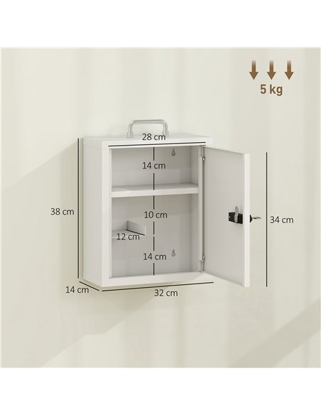 HOMCOM Wall Mount Medicine Cabinet with Combination and Key Lock, 3 Tier Steel First Aid Cabinet, White - pic 206516 | FastDaddyshop
