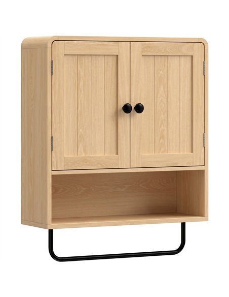 HOMCOM Bathroom Cabinet Wall Mounted, Bathroom Wall Cabinet with 2 Doors, Adjustable Shelf Storage for Toilet, Oak - pic 206523 | FastDaddyshop