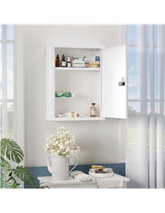 HOMCOM Wall Mount Medicine Cabinet, Bathroom Cabinet with Combination Lock, Door and Storage Shelves, White 2