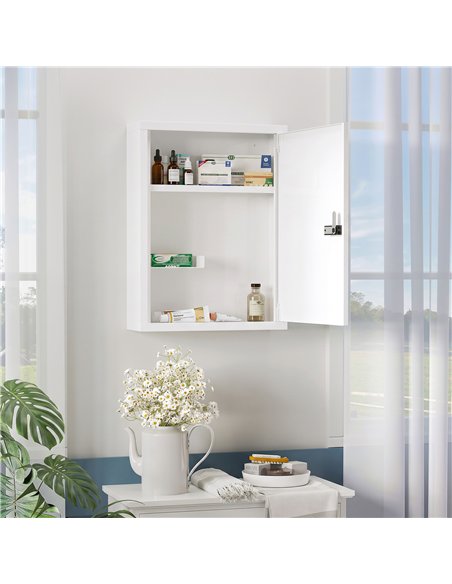 HOMCOM Wall Mount Medicine Cabinet, Bathroom Cabinet with Combination Lock, Door and Storage Shelves, White - pic 206533 | FastDaddyshop
