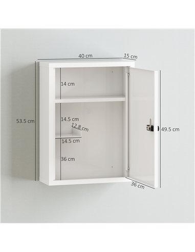 HOMCOM Wall Mount Medicine Cabinet, Bathroom Cabinet with Combination Lock, Door and Storage Shelves, White
