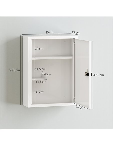 HOMCOM Wall Mount Medicine Cabinet, Bathroom Cabinet with Combination Lock, Door and Storage Shelves, White - pic 206534 | FastDaddyshop