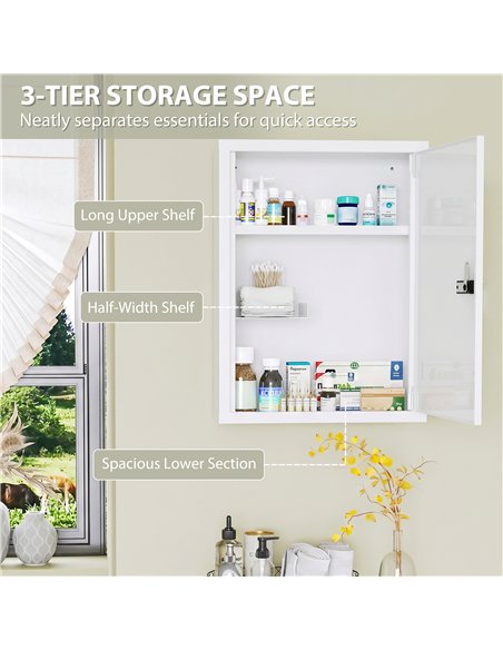 HOMCOM Wall Mount Medicine Cabinet, Bathroom Cabinet with Combination Lock, Door and Storage Shelves, White - pic 206536 | FastDaddyshop