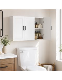HOMCOM Bathroom Wall Cabinet, Wall Mounted Bathroom Cabinet, Over the Toilet Space Saver with Adjustable Shelves, White 2