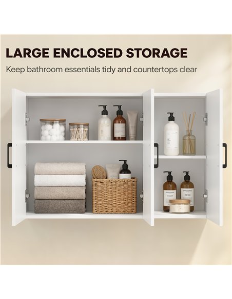 HOMCOM Bathroom Wall Cabinet, Wall Mounted Bathroom Cabinet, Over the Toilet Space Saver with Adjustable Shelves, White - pic 206544 | FastDaddyshop