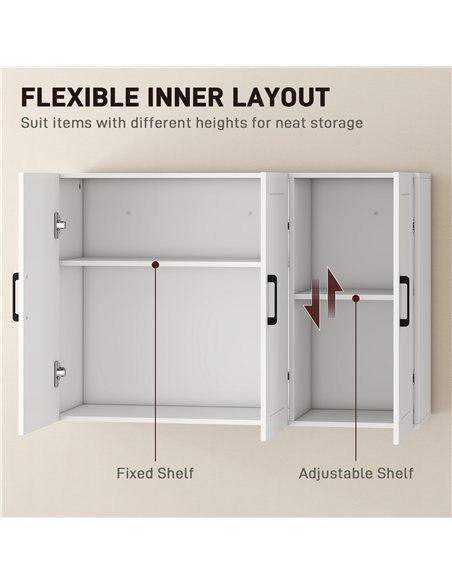 HOMCOM Bathroom Wall Cabinet, Wall Mounted Bathroom Cabinet, Over the Toilet Space Saver with Adjustable Shelves, White - pic 206545 | FastDaddyshop