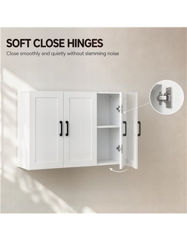 HOMCOM Bathroom Wall Cabinet, Wall Mounted Bathroom Cabinet, Over the Toilet Space Saver with Adjustable Shelves, White
