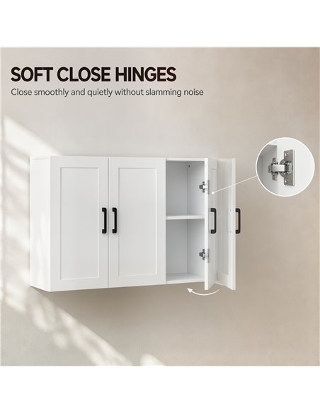 HOMCOM Bathroom Wall Cabinet, Wall Mounted Bathroom Cabinet, Over the Toilet Space Saver with Adjustable Shelves, White - pic 206546 | FastDaddyshop