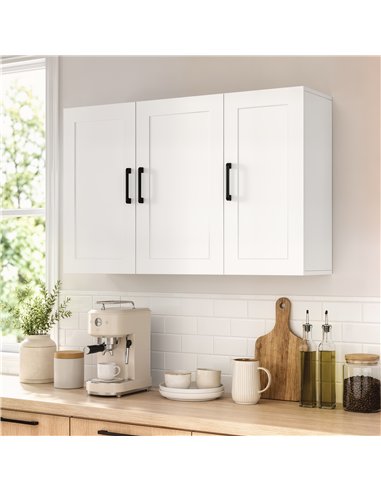 HOMCOM Bathroom Wall Cabinet, Wall Mounted Bathroom Cabinet, Over the Toilet Space Saver with Adjustable Shelves, White