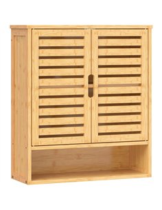 HOMCOM Bathroom Wall Cabinet, Wall Mounted Bathroom Cabinet with 2 Louvered Doors, Open Shelf and Adjustable Shelf Storage