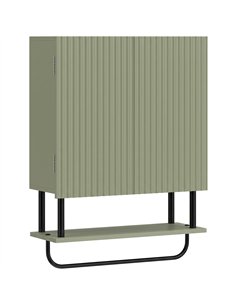HOMCOM Bathroom Wall Cabinet Modern Space Saver Wall Mounted Cabinet Doors Storage Green