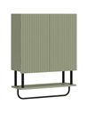 HOMCOM Bathroom Wall Cabinet Modern Space Saver Wall Mounted Cabinet Doors Storage Green