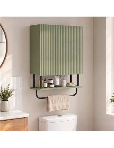 HOMCOM Bathroom Wall Cabinet Modern Space Saver Wall Mounted Cabinet Doors Storage Green