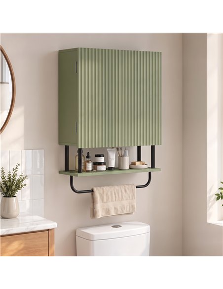 HOMCOM Bathroom Wall Cabinet Modern Space Saver Wall Mounted Cabinet Doors Storage Green - pic 206560 | FastDaddyshop