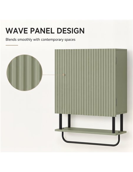 HOMCOM Bathroom Wall Cabinet Modern Space Saver Wall Mounted Cabinet Doors Storage Green - pic 206563 | FastDaddyshop