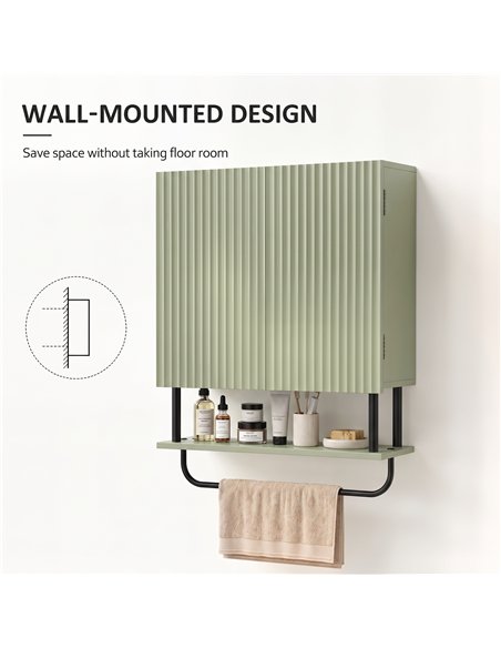 HOMCOM Bathroom Wall Cabinet Modern Space Saver Wall Mounted Cabinet Doors Storage Green - pic 206564 | FastDaddyshop
