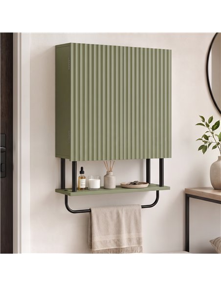 HOMCOM Bathroom Wall Cabinet Modern Space Saver Wall Mounted Cabinet Doors Storage Green - pic 206567 | FastDaddyshop