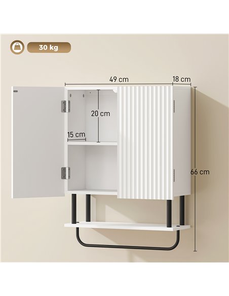HOMCOM Bathroom Wall Cabinet Modern Space Saver Wall Mounted Cabinet Doors Storage White - pic 206570 | FastDaddyshop