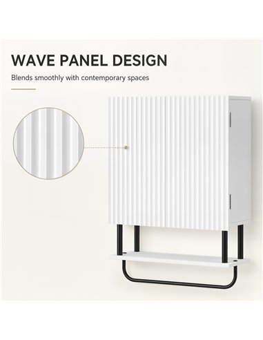 HOMCOM Bathroom Wall Cabinet Modern Space Saver Wall Mounted Cabinet Doors Storage White
