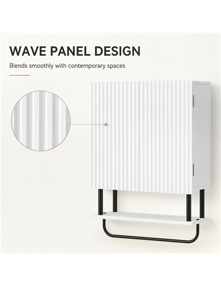 HOMCOM Bathroom Wall Cabinet Modern Space Saver Wall Mounted Cabinet Doors Storage White - pic 206572 | FastDaddyshop