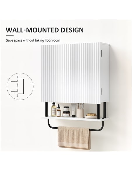 HOMCOM Bathroom Wall Cabinet Modern Space Saver Wall Mounted Cabinet Doors Storage White - pic 206573 | FastDaddyshop