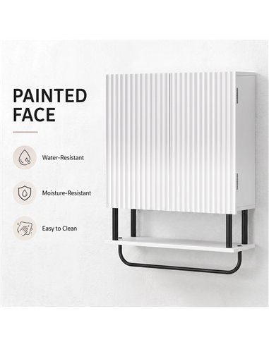 HOMCOM Bathroom Wall Cabinet Modern Space Saver Wall Mounted Cabinet Doors Storage White