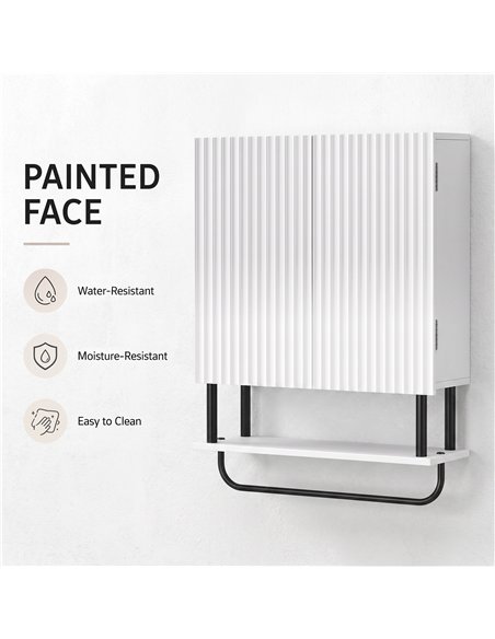 HOMCOM Bathroom Wall Cabinet Modern Space Saver Wall Mounted Cabinet Doors Storage White - pic 206574 | FastDaddyshop