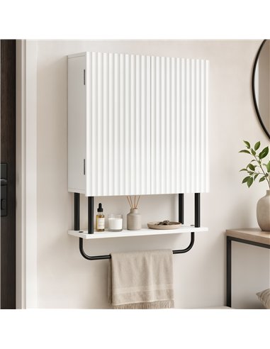 HOMCOM Bathroom Wall Cabinet Modern Space Saver Wall Mounted Cabinet Doors Storage White
