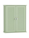 HOMCOM Bathroom Cabinet, Bathroom Wall Cabinet with Louvered Doors and Adjustable Shelf Storage for Kitchen, Light Green