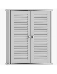 HOMCOM Bathroom Cabinet, Bathroom Wall Cabinet with Louvered Doors and Adjustable Shelf Storage for Kitchen, White