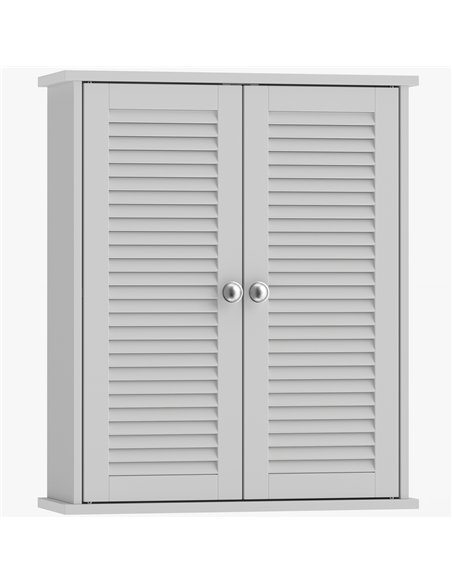 HOMCOM Bathroom Cabinet, Bathroom Wall Cabinet with Louvered Doors and Adjustable Shelf Storage for Kitchen, White - pic 206586 | FastDaddyshop