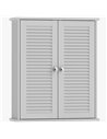 HOMCOM Bathroom Cabinet, Bathroom Wall Cabinet with Louvered Doors and Adjustable Shelf Storage for Kitchen, White
