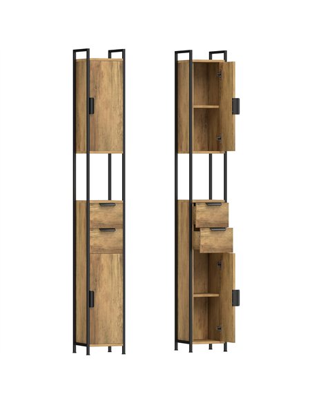 HOMCOM Freestanding Bathroom Cabinet, Tall Bathroom Storage Cabinet with Drawers and Shelves, Linen Storage, Brown - pic 206595 | FastDaddyshop