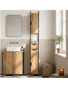 HOMCOM Freestanding Bathroom Cabinet, Tall Bathroom Storage Cabinet with Drawers and Shelves, Linen Storage, Brown 2