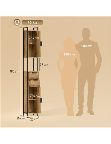 HOMCOM Freestanding Bathroom Cabinet, Tall Bathroom Storage Cabinet with Drawers and Shelves, Linen Storage, Brown