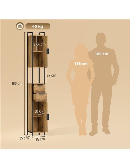 HOMCOM Freestanding Bathroom Cabinet, Tall Bathroom Storage Cabinet with Drawers and Shelves, Linen Storage, Brown - pic 206597 | FastDaddyshop