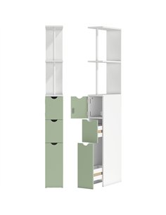 HOMCOM Slim Bathroom Storage Cabinet, Tall Bathroom Floor Cabinet with 2-Tier Shelf and 2 Drawers, White and Light Green