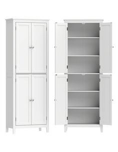 HOMCOM 170 cm Tall Bathroom Storage Cabinet, Freestanding Narrow Bathroom Cabinet with Adjustable Shelves for Laundry Room