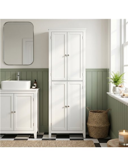 HOMCOM 170 cm Tall Bathroom Storage Cabinet, Freestanding Narrow Bathroom Cabinet with Adjustable Shelves for Laundry Room - pic 206614 | FastDaddyshop