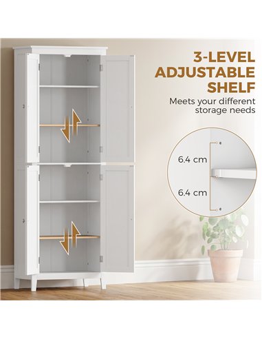 HOMCOM 170 cm Tall Bathroom Storage Cabinet, Freestanding Narrow Bathroom Cabinet with Adjustable Shelves for Laundry Room