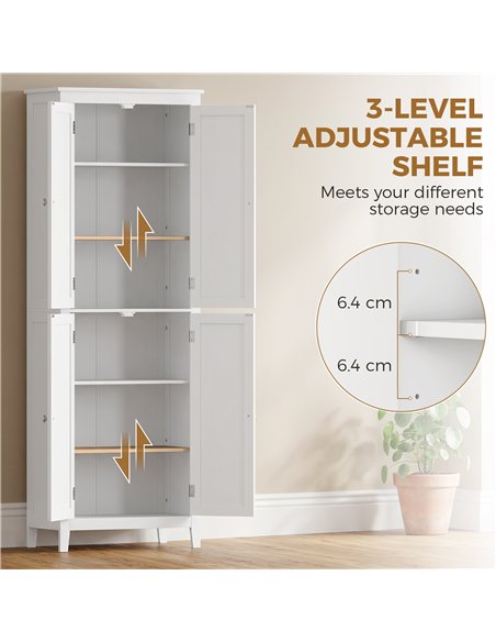 HOMCOM 170 cm Tall Bathroom Storage Cabinet, Freestanding Narrow Bathroom Cabinet with Adjustable Shelves for Laundry Room - pic 206617 | FastDaddyshop