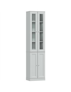 HOMCOM Tall Bathroom Storage Cabinet, 6-Tier Slim Bathroom Cabinet with Adjustable Shelf, 4 Soft-Close Doors, Dusty Blue