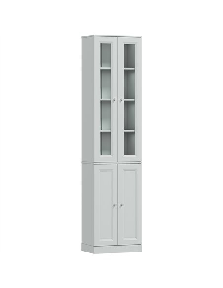 HOMCOM Tall Bathroom Storage Cabinet, 6-Tier Slim Bathroom Cabinet with Adjustable Shelf, 4 Soft-Close Doors, Dusty Blue - pic 206622 | FastDaddyshop